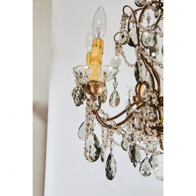 French Six Light Crystal Chandelier
