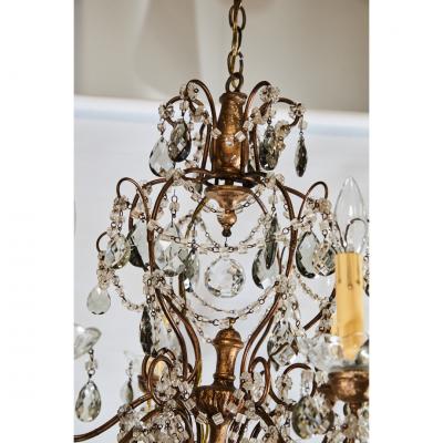 French Six Light Crystal Chandelier