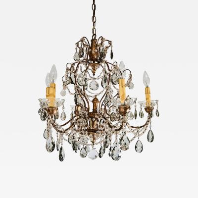French Six Light Crystal Chandelier