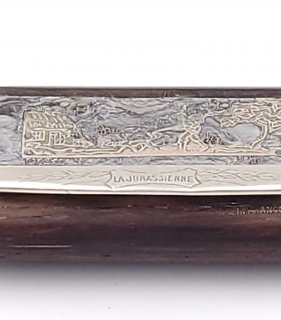 French Snuff Box in Wood and White Metal Vintage