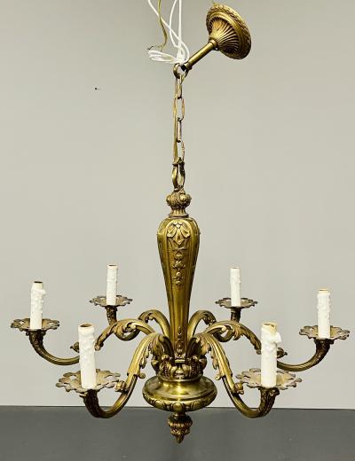 French Solid Bronze Six Light Chandelier Canopy Chain Estate item