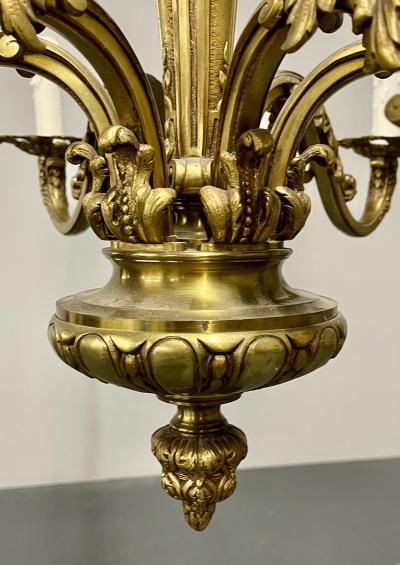 French Solid Bronze Six Light Chandelier Canopy Chain Estate item