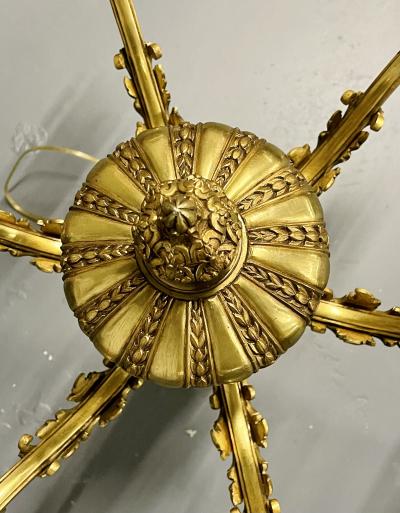 French Solid Bronze Six Light Chandelier Canopy Chain Estate item