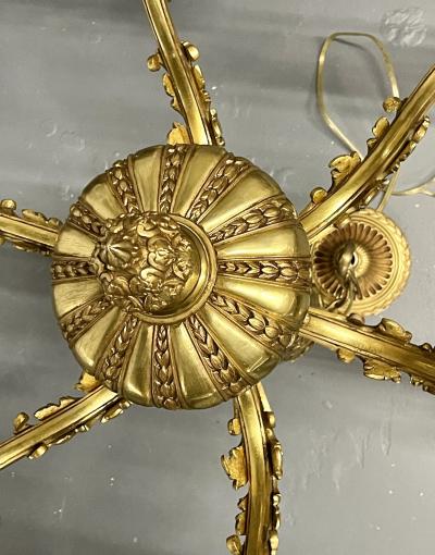 French Solid Bronze Six Light Chandelier Canopy Chain Estate item