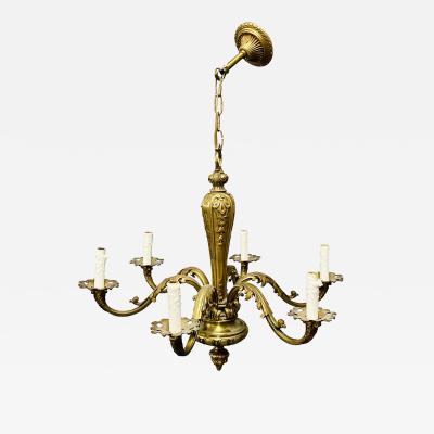 French Solid Bronze Six Light Chandelier Canopy Chain Estate item