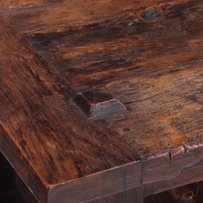 French Solid Oak Brutalist End Table C 1960 