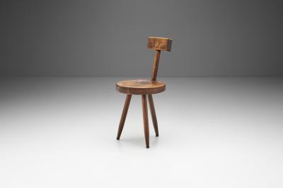 French Solid Wooden Tripod Chair France 1970s