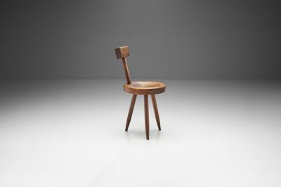 French Solid Wooden Tripod Chair France 1970s
