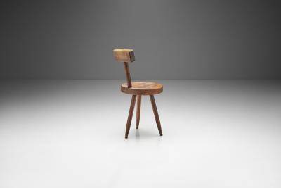 French Solid Wooden Tripod Chair France 1970s