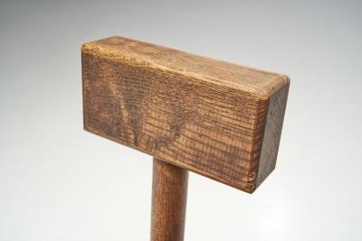 French Solid Wooden Tripod Chair France 1970s