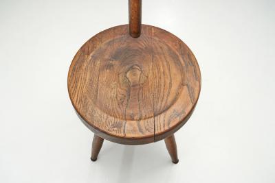 French Solid Wooden Tripod Chair France 1970s