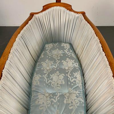 French Spindled 19th Century Walnut Decorative Cradle Swan Motif