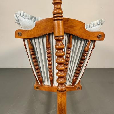 French Spindled 19th Century Walnut Decorative Cradle Swan Motif