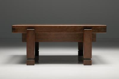 French Square Wooden Coffee Table 1960s
