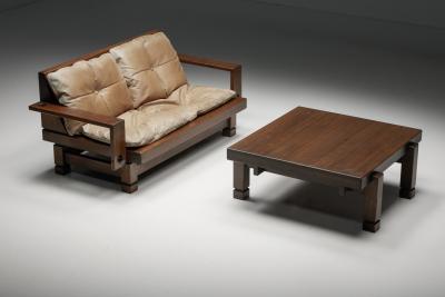 French Square Wooden Coffee Table 1960s