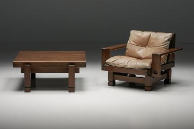 French Square Wooden Coffee Table 1960s