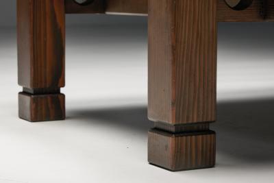 French Square Wooden Coffee Table 1960s