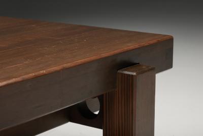 French Square Wooden Coffee Table 1960s