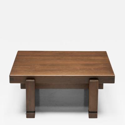 French Square Wooden Coffee Table 1960s