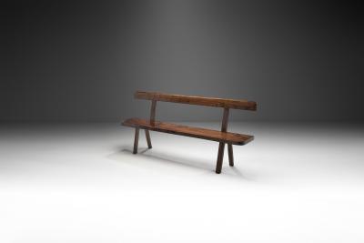 French Stained Wood Aranjou Edition Bench France 1950s