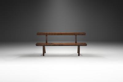 French Stained Wood Aranjou Edition Bench France 1950s