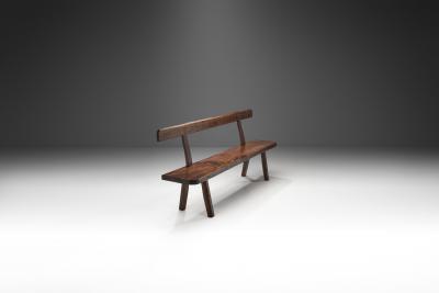 French Stained Wood Aranjou Edition Bench France 1950s