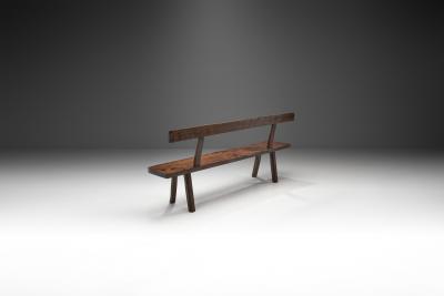 French Stained Wood Aranjou Edition Bench France 1950s