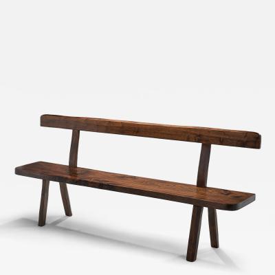 French Stained Wood Aranjou Edition Bench France 1950s