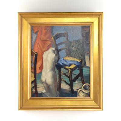 French Still Life Painting Studio Scene circa 1930s