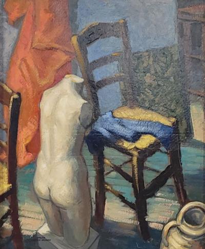 French Still Life Painting Studio Scene circa 1930s