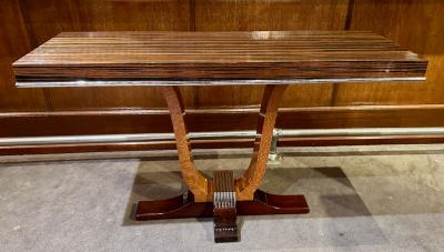 French Style Art Deco Console Macassar Chrome