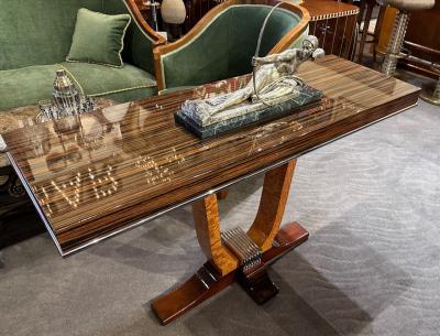 French Style Art Deco Console Macassar Chrome