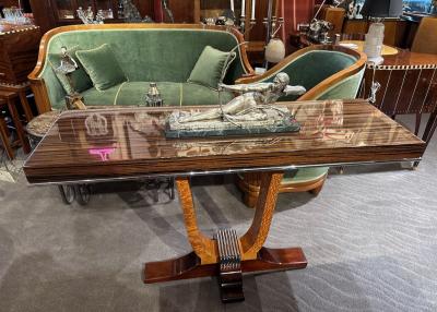 French Style Art Deco Console Macassar Chrome