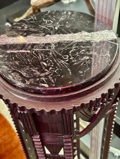 French Style Art Deco Iron and Marble Display Stands