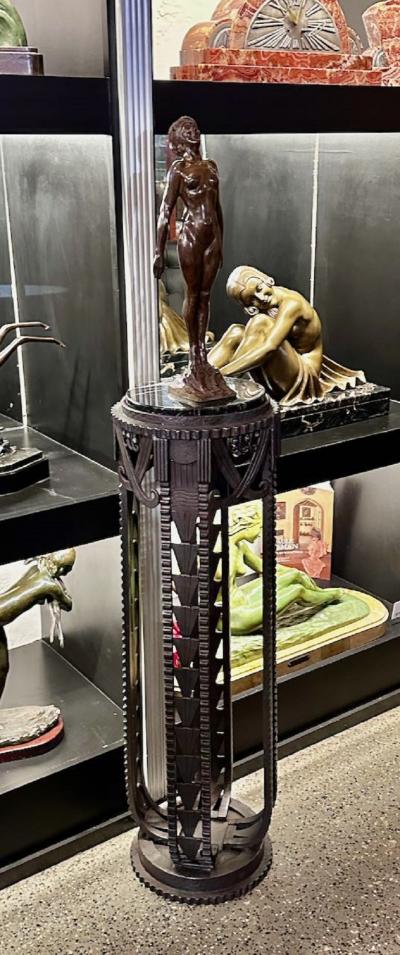 French Style Art Deco Iron and Marble Display Stands