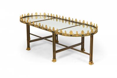 French Surtout De Plateau Three Piece Mirror and Bronze Coffee Table