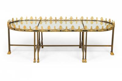 French Surtout De Plateau Three Piece Mirror and Bronze Coffee Table