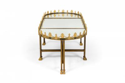 French Surtout De Plateau Three Piece Mirror and Bronze Coffee Table