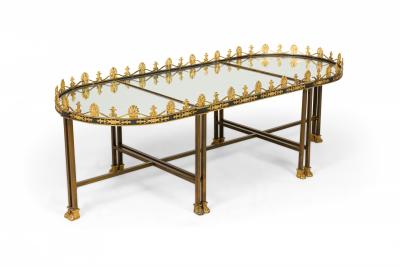French Surtout De Plateau Three Piece Mirror and Bronze Coffee Table