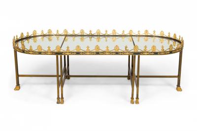 French Surtout De Plateau Three Piece Mirror and Bronze Coffee Table