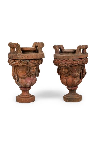 French Terra Cotta Head Urns