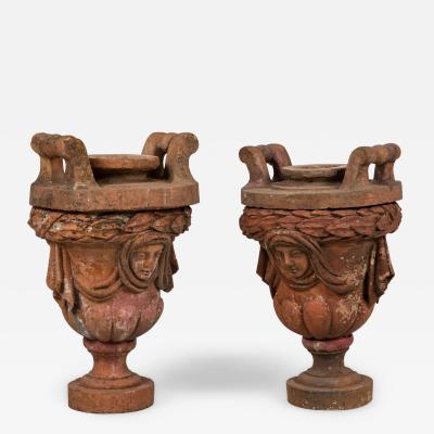French Terra Cotta Head Urns