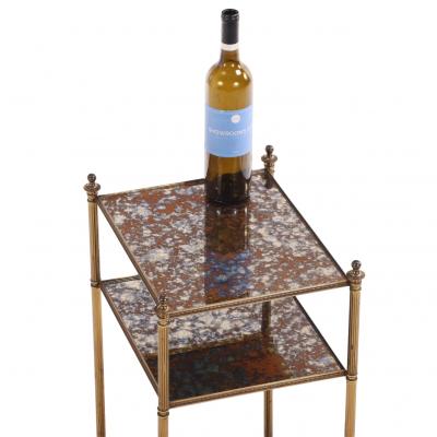 French Three Tier Brass and Glass End Table C 1950