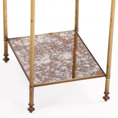 French Three Tier Brass and Glass End Table C 1950