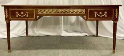 French Tortoise Wood Louis XVI Style Maison Jansen Partners Desk or Bureau Plat