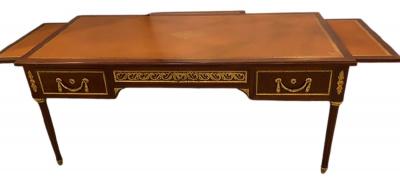 French Tortoise Wood Louis XVI Style Maison Jansen Partners Desk or Bureau Plat