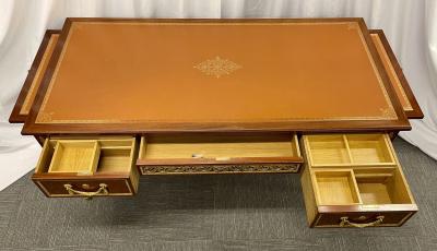 French Tortoise Wood Louis XVI Style Maison Jansen Partners Desk or Bureau Plat