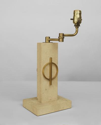 French Travertine Marble 1940s Lamp