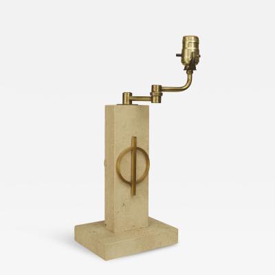 French Travertine Marble 1940s Lamp