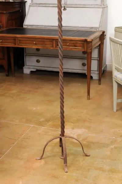French Turn of the Century Iron Floor Standing Candelabra with Five Prickets